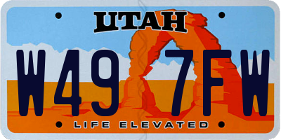 UT license plate W497FW