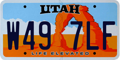 UT license plate W497LF