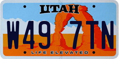 UT license plate W497TN