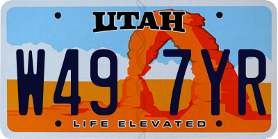 UT license plate W497YR