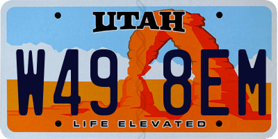 UT license plate W498EM