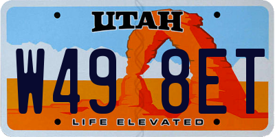UT license plate W498ET
