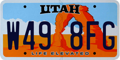 UT license plate W498FG