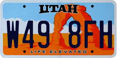 UT license plate W498FH