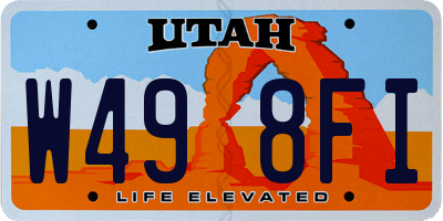UT license plate W498FI