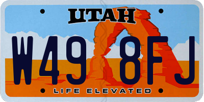 UT license plate W498FJ