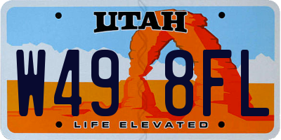 UT license plate W498FL