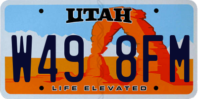 UT license plate W498FM