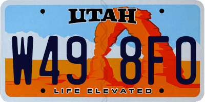 UT license plate W498FO