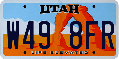 UT license plate W498FR