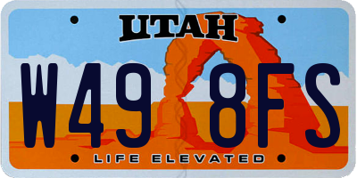 UT license plate W498FS