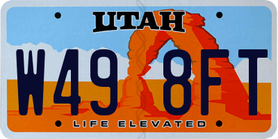 UT license plate W498FT