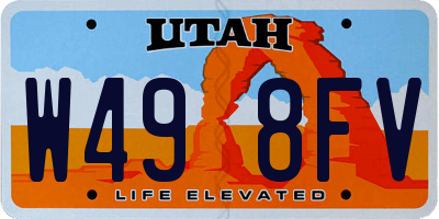 UT license plate W498FV