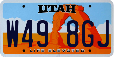 UT license plate W498GJ