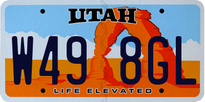 UT license plate W498GL