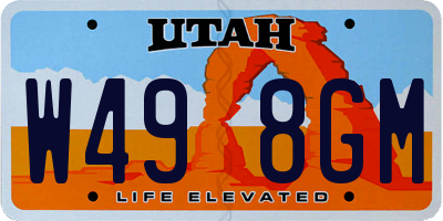 UT license plate W498GM