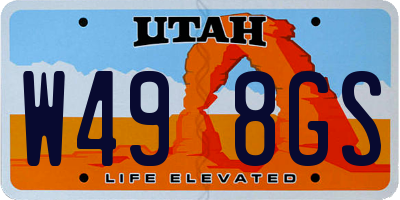UT license plate W498GS