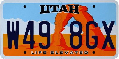 UT license plate W498GX
