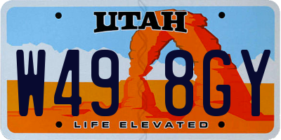 UT license plate W498GY