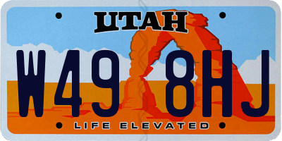 UT license plate W498HJ