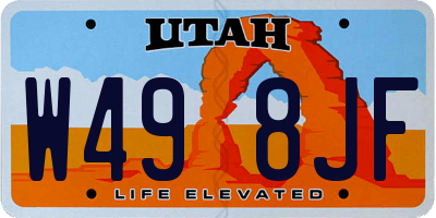 UT license plate W498JF