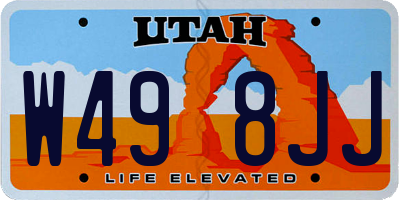 UT license plate W498JJ