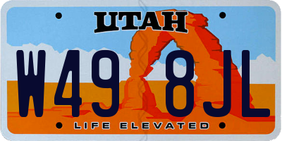 UT license plate W498JL