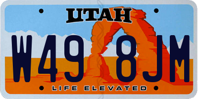 UT license plate W498JM