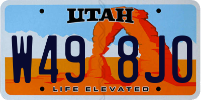 UT license plate W498JO