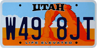 UT license plate W498JT