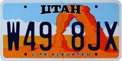 UT license plate W498JX