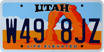 UT license plate W498JZ