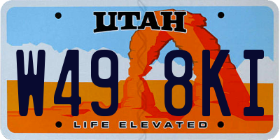 UT license plate W498KI