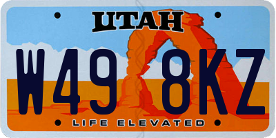 UT license plate W498KZ