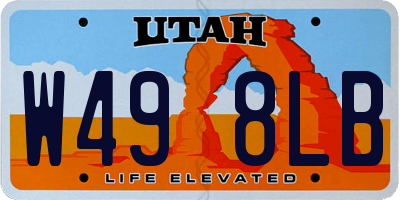 UT license plate W498LB
