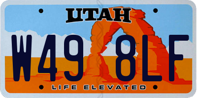 UT license plate W498LF