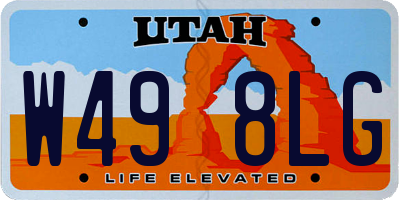 UT license plate W498LG