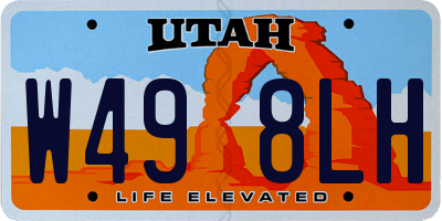 UT license plate W498LH