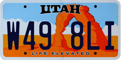 UT license plate W498LI