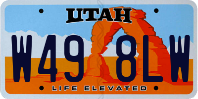 UT license plate W498LW