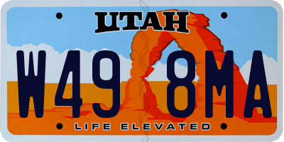UT license plate W498MA