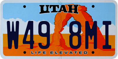 UT license plate W498MI
