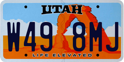 UT license plate W498MJ