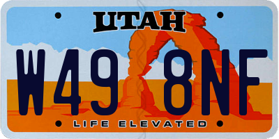 UT license plate W498NF