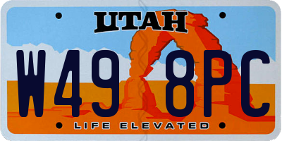 UT license plate W498PC