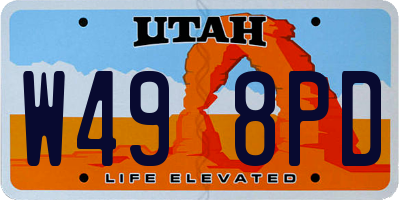 UT license plate W498PD