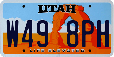 UT license plate W498PH
