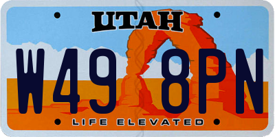 UT license plate W498PN