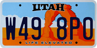 UT license plate W498PO
