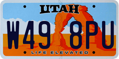 UT license plate W498PU